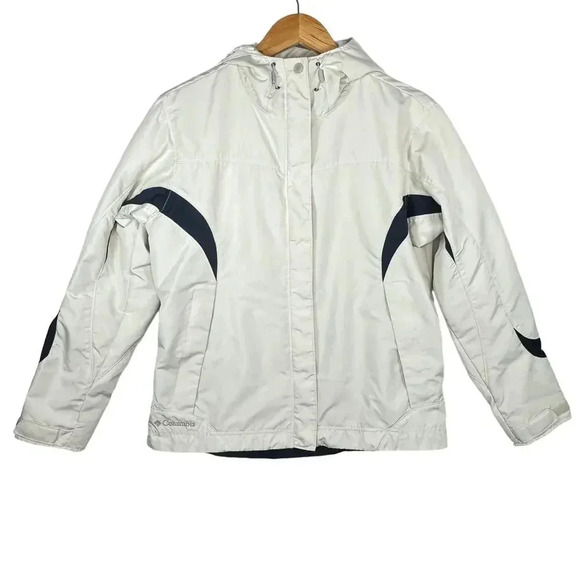 Columbia Jackets & Blazers - Columbia Womens Cream Navy Blue Water Resistant Jacket Outdoor Camping Sz M